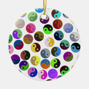 Farbenfrohe Ying Yang Pattern Keramik Ornament