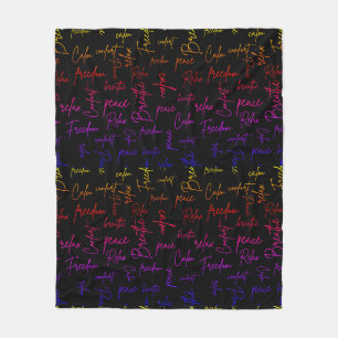 Farbenfrohe Yoga Meditation Liebt Worte Fleecedecke