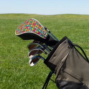 Farbenfrohe Zahnhalde nahtlos auf braunem Muster Golf Headcover