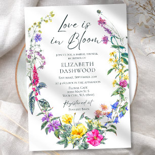 Farbenfrohe zarte Wildblumen Blumenkohl Brautparty Einladung