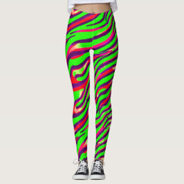 Farbenfrohe Zebra-Druckleiste Abstraktes Muster Leggings