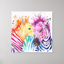 Farbenfrohe Zebras Grosse Aquarelle Art Canvas Dru Leinwanddruck