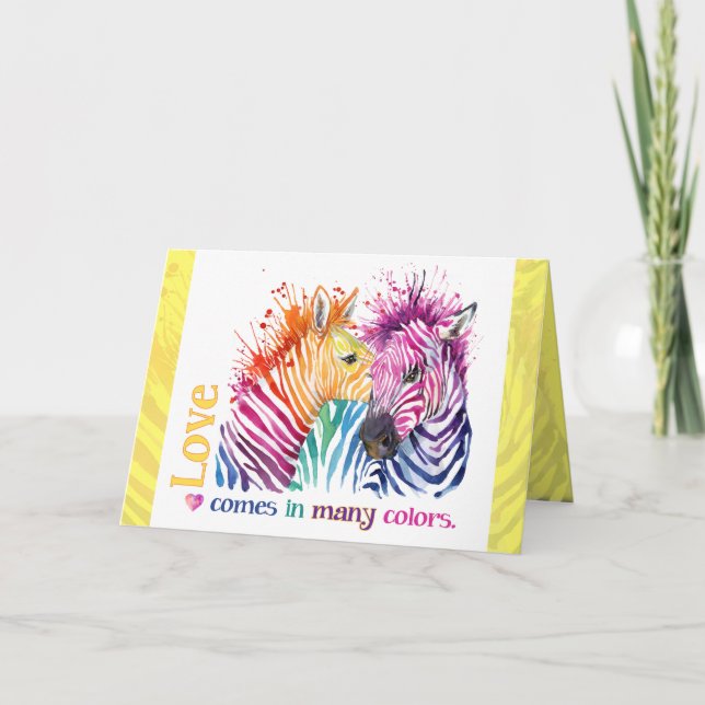 Farbenfrohe Zebras Grußkarte Karte (Vorderseite)
