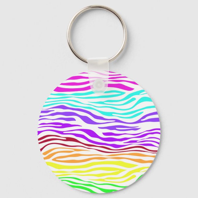 Farbenfrohe Zebrastreifen Schlüsselanhänger (Vorderseite)