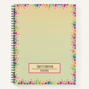 Farbenfrohe Zeichnend Stifte Notebook Notizbuch