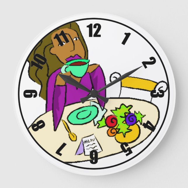 Farbenfrohe Zeit für die Kaffeepause Große Wanduhr (Vorderseite)