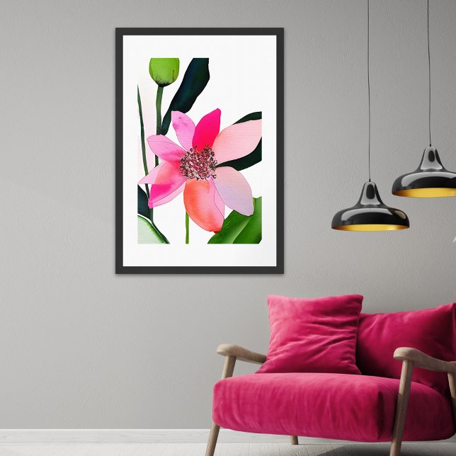 Farbenfrohe zeitgenössische Blume ohne Rahmen Poster (Add a pop of color to your room with this striking floral print.)