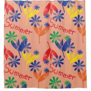 Farbenfrohe zeitgenössische Blumenkollektion mit h Duschvorhang