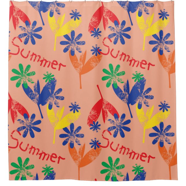 Farbenfrohe zeitgenössische Blumenkollektion mit h Duschvorhang (Vorderseite)