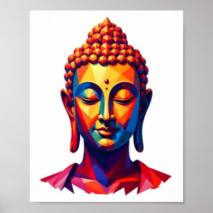 Farbenfrohe, zeitgenössische Geometrie Buddha Poster