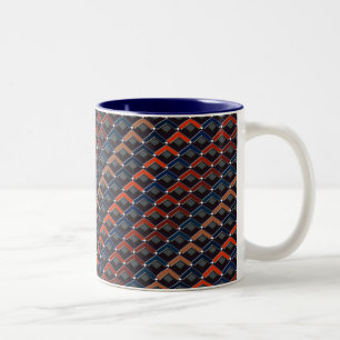 Farbenfrohe Zickzack-Karo-Schritte Zweifarbige Tasse