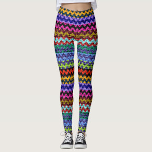 Farbenfrohe Zickzack Muster Burlap Look #10 Leggings