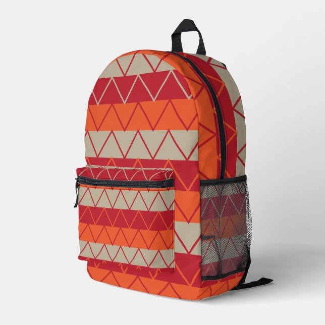 Farbenfrohe Zickzack Streifenmuster Bedruckter Rucksack (Rückseitige Ecke Rechts)