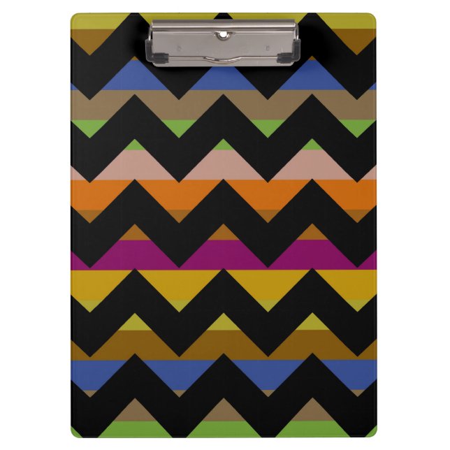 Farbenfrohe Zickzack Zigzag Muster 2 Klemmbrett (Vorderseite)
