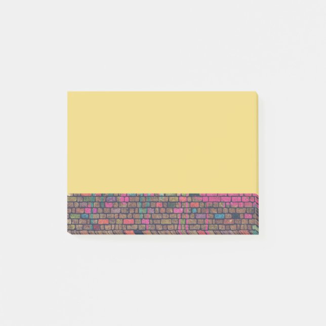 Farbenfrohe Ziegelwand Textur Grenze Post-it Klebezettel (Vorderseite)