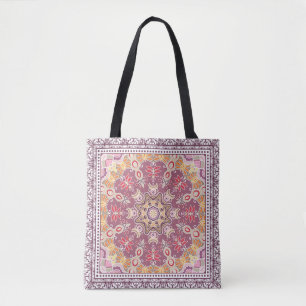 Farbenfrohe Zierdoodle: Symmetrisches Spitzenmuste Tasche
