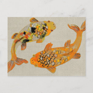 Farbenfrohe Zierfische Koi Fisch Schwimmen Postkarte