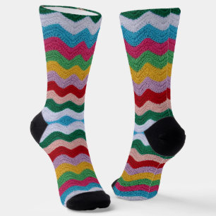 Farbenfrohe Zig Zag Crochet Socks Socken
