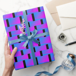 Farbenfrohe Zigzag Lila Pink Blue Black 4Nelson Geschenkpapier