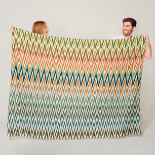 Farbenfrohe Zigzag mehrfarbiges Muster Fleecedecke