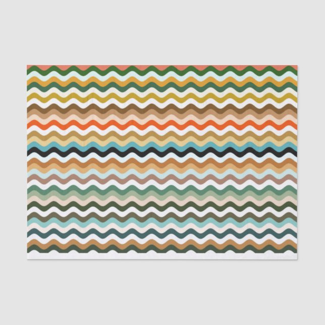 Farbenfrohe Zigzag mehrfarbiges Musterteppichpapie Seidenpapier (Vorderseite)