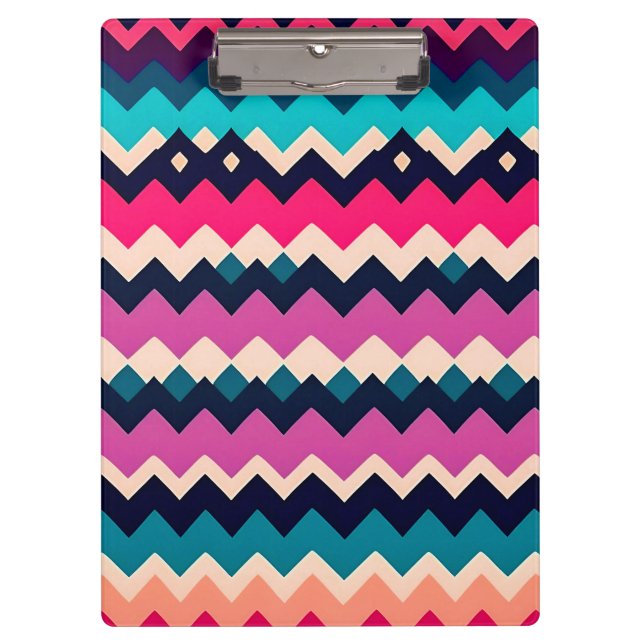 Farbenfrohe Zigzag Zickzack Muster Klemmbrett (Vorderseite)