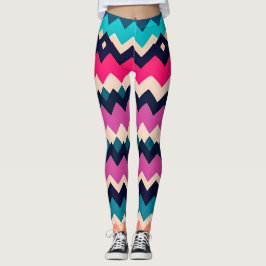 Farbenfrohe Zigzag Zickzack Muster Leggings
