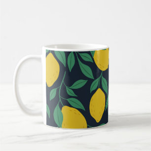 Farbenfrohe Zitronen: Handgezogene Dynamik. Kaffeetasse