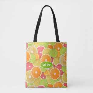 Farbenfrohe Zitrusfrüchte-Monogramm Tasche