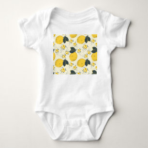 Farbenfrohe Zitrusfrüchte, Zitrone Blume. Baby Strampler
