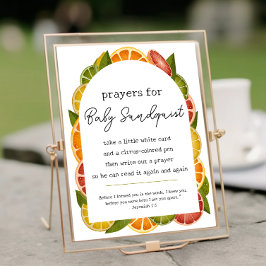 Farbenfrohe Zitrusgebete für Babyduschzeichen Poster
