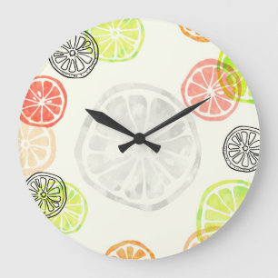 Farbenfrohe Zitruswand - Sommerfrucht de de la Sli Große Wanduhr