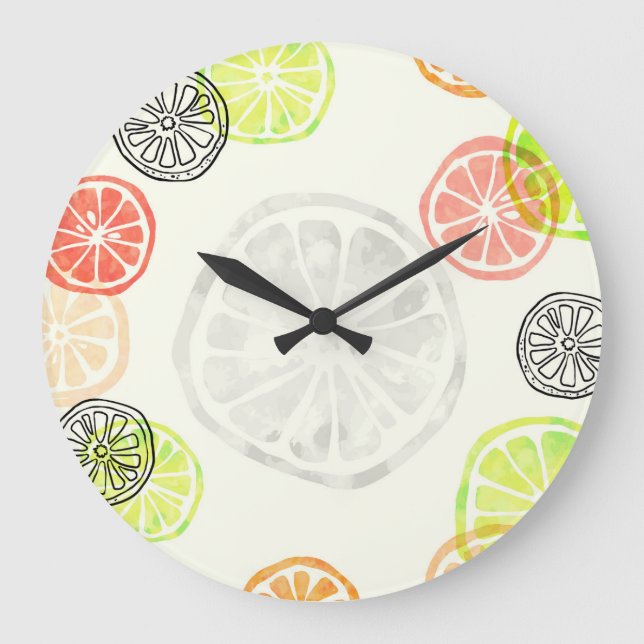 Farbenfrohe Zitruswand - Sommerfrucht de de la Sli Große Wanduhr (Vorderseite)