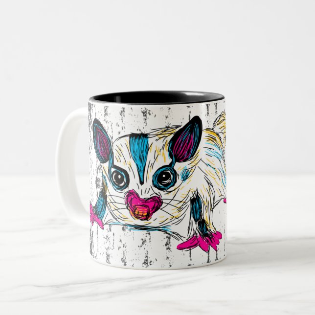 Farbenfrohe Zuckergrüse Moderne Kunst Personalisie Zweifarbige Tasse (Vorderseite Links)