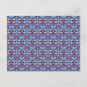 Farbenfrohe Zuckerkatze Muster Postkarte