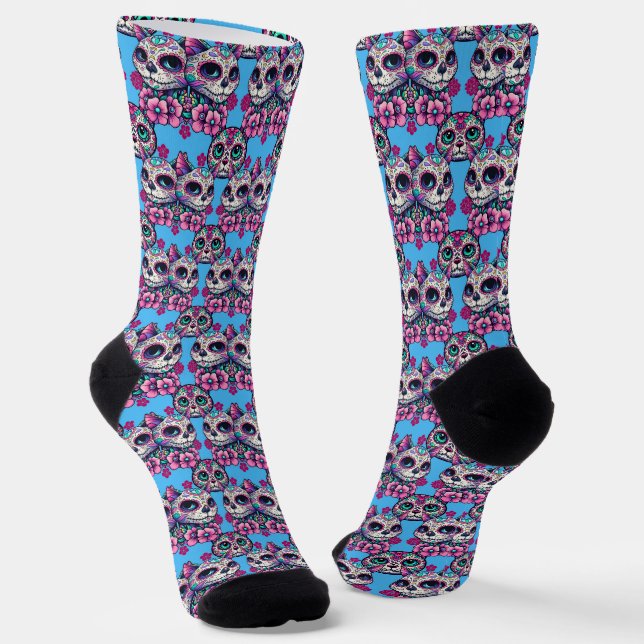 Farbenfrohe Zuckerkatze Muster Socken (Gewinkelt)