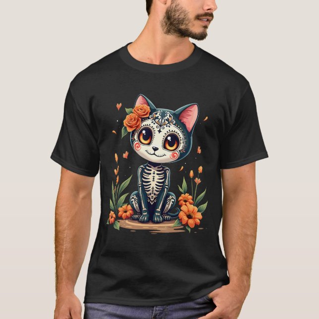 Farbenfrohe Zuckerkatze T-Shirt mexikanisches Hall (Vorderseite)