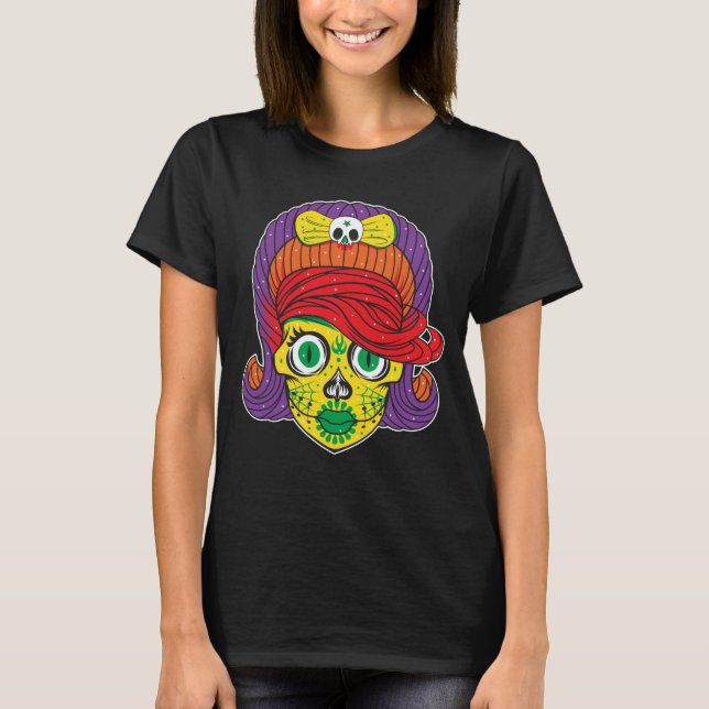Farbenfrohe Zuckerkultur Kunst, Dichtung und Musik T-Shirt (Vorderseite)