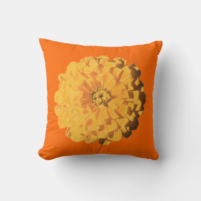 Farbenfrohe zweiseitige Orange mit gelber Blume Kissen (Vorderseite)