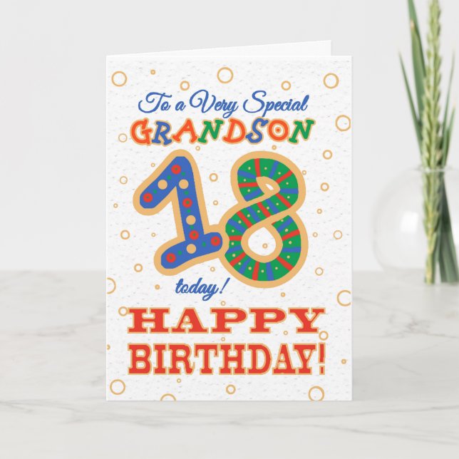 Farbenfroher 18. Geburtstag für Sondergroßvater Karte (Vorderseite)