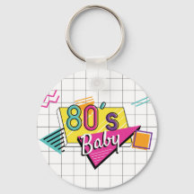 Farbenfroher 80er Baby Schlüsselanhänger