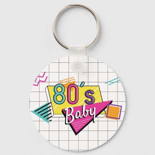 Farbenfroher 80er Baby Schlüsselanhänger (Vorderseite)