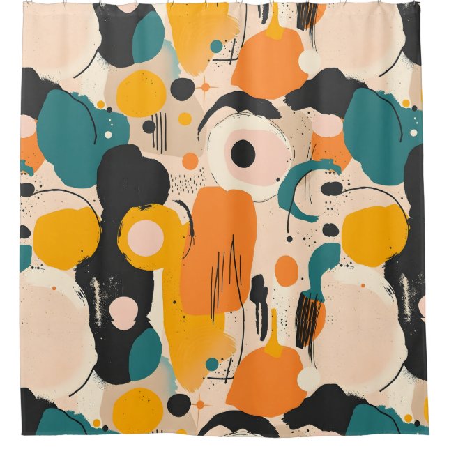 Farbenfroher Abstrakter Duschvorhang (Vorderseite)