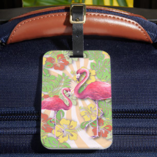 Farbenfroher abstrakter Flamingo & Floral Gepäckanhänger