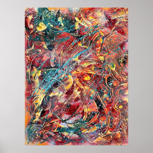 Farbenfroher abstrakter Kunstprint – Ignition Nr.  Poster (Vorne)