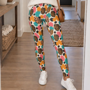 Farbenfroher abstrakter Leopardenprint Leggings