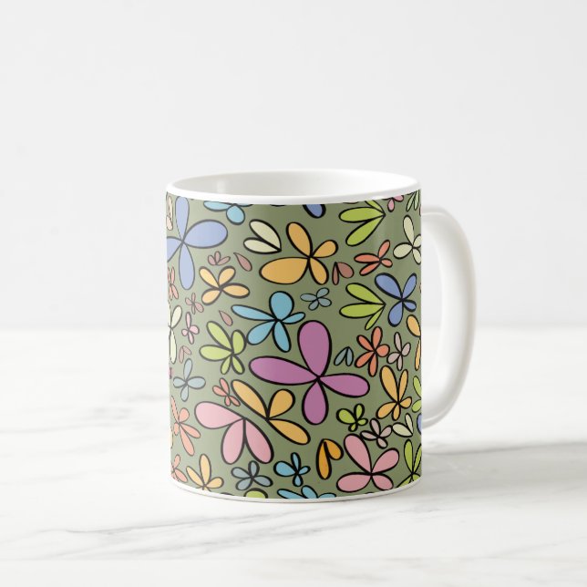 Farbenfroher abstrakter Wildblumengarten Kaffeetasse (VorderseiteRechts)