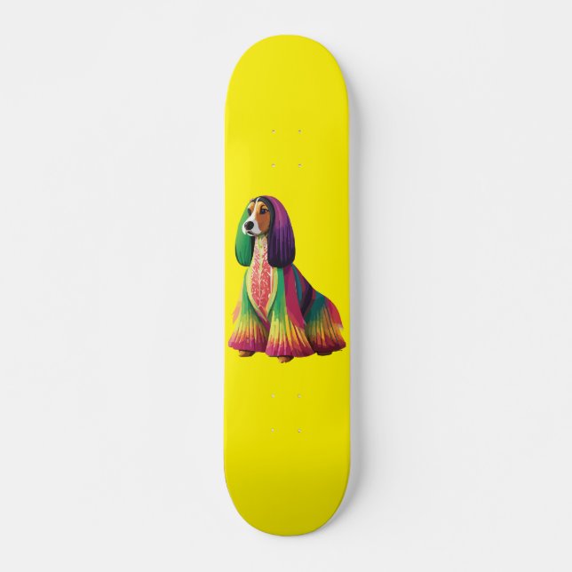 farbenfroher afghanischer Hund Skateboard (Vorne)
