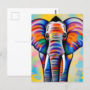 Farbenfroher afrikanischer Safari-Elefant Postkarte