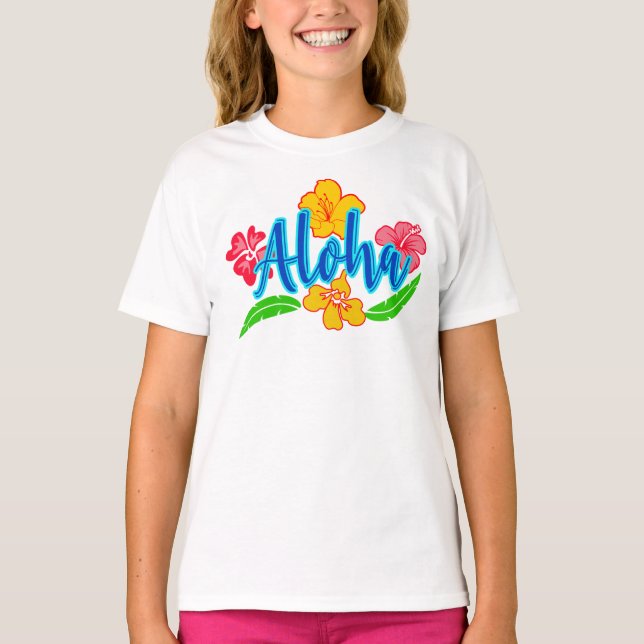 Farbenfroher Aloha Spaß Sommer T-Shirt (Vorderseite)